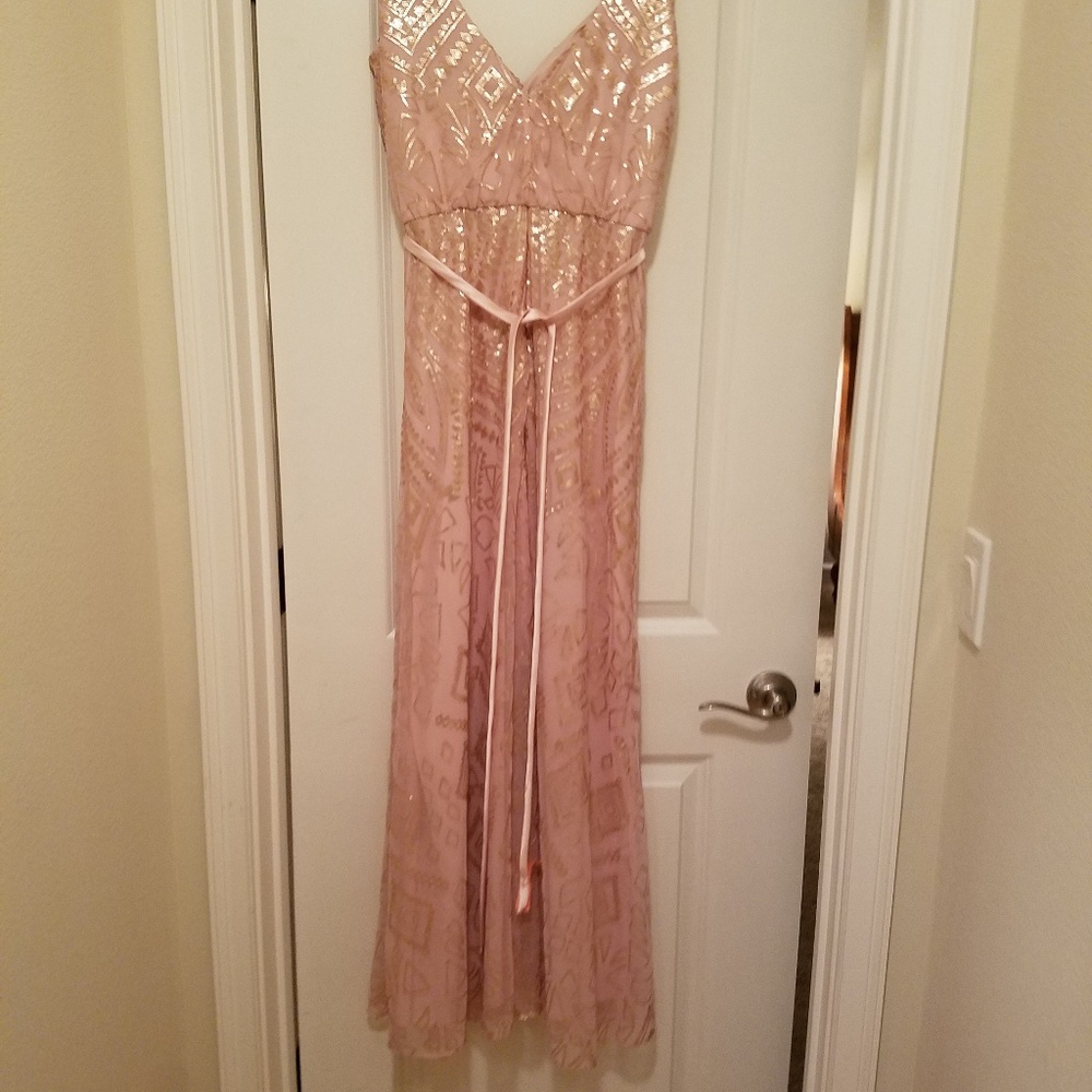 Gold Sequin and Pale Pink Gown